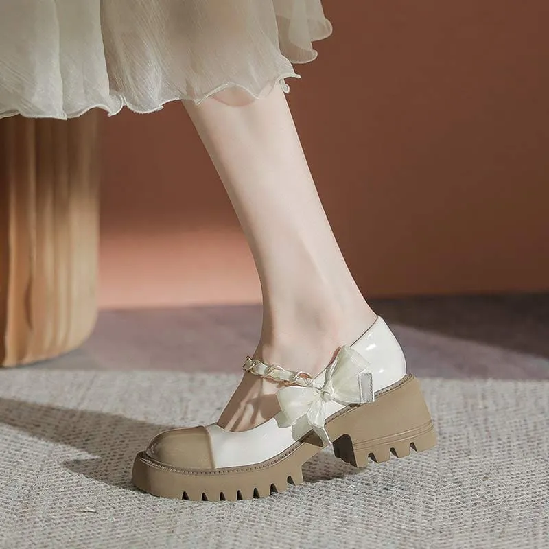 Sweet Lolita Bow Knot Platform Mary Janes Shoes