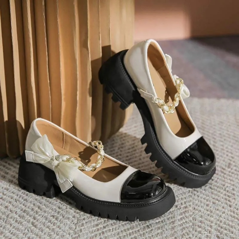 Sweet Lolita Bow Knot Platform Mary Janes Shoes