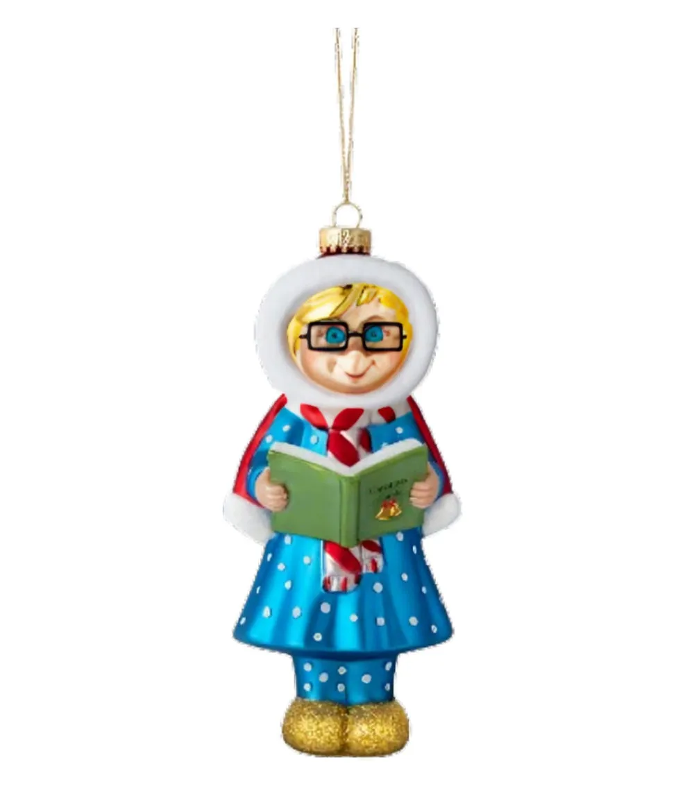 The Ashton-Drake Galleries Classic Mrs. Beasley Blown Glass Ornament Collection Issue #13: Cozy Carolers Celebrating 55 Years of Family Affair Hand-Painted with Golden Glitter Accents Christmas Decor 6-inches