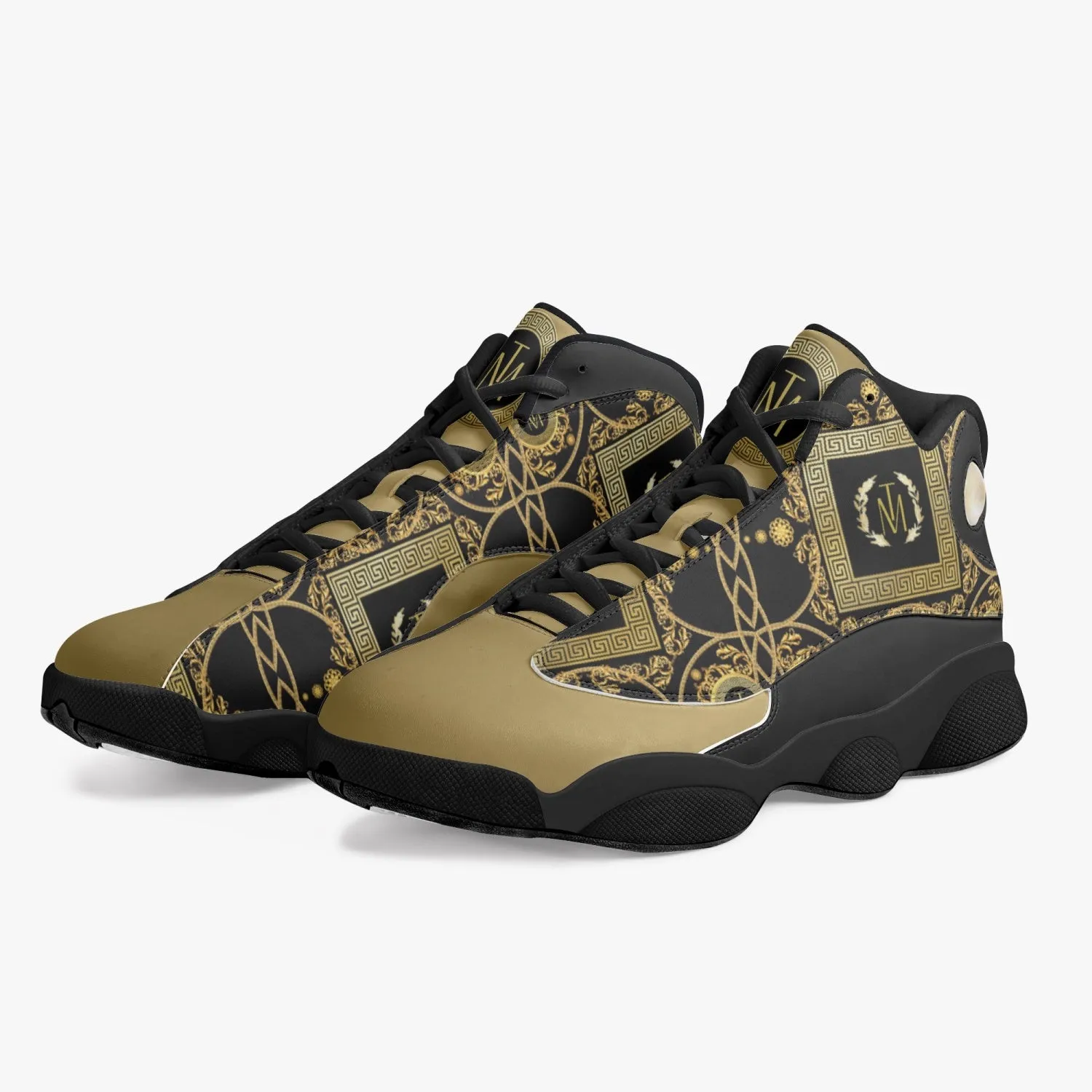 TM Greca III. Black Sole High-Top Leather Basketball Sneakers (J-Edition)