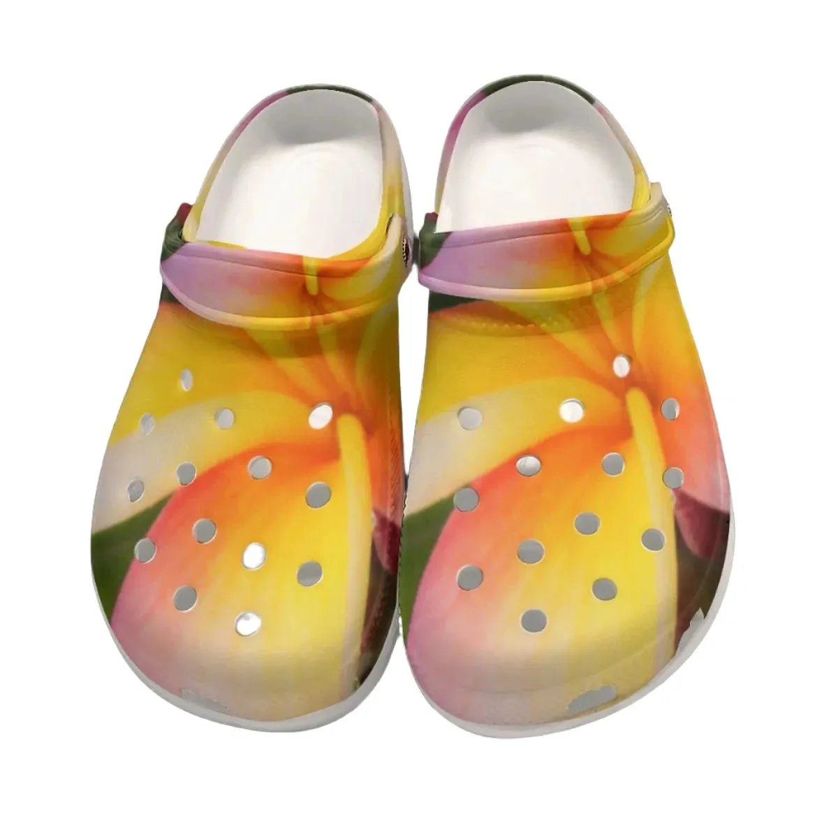 Tri Colour Frangipani 02 Rubber Shoes up to size 12