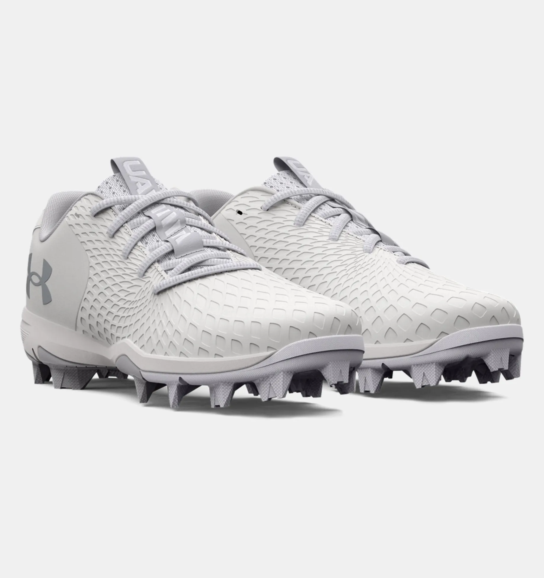 Under Armour Glyde 2 RM Jr. Molded Cleat - White/Metallic Silver