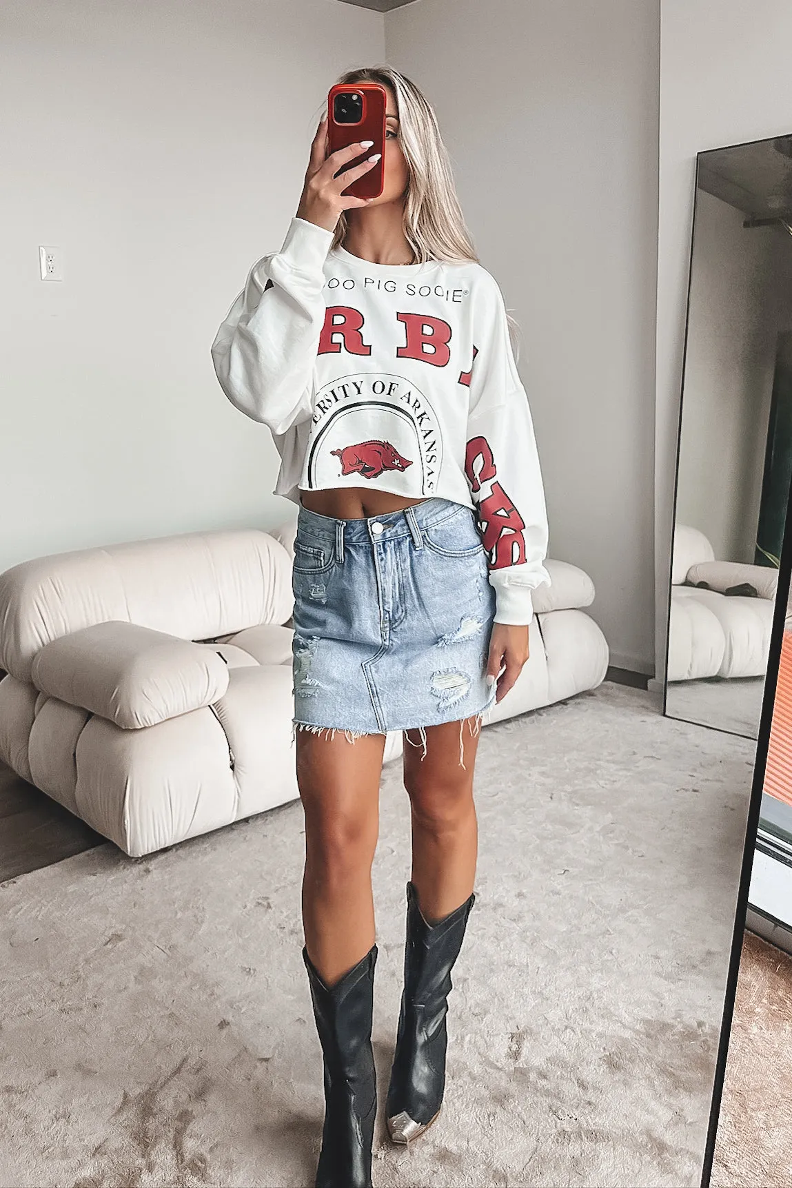 University Of Arkansas Razorbacks Long Sleeve Game Day Crop Top