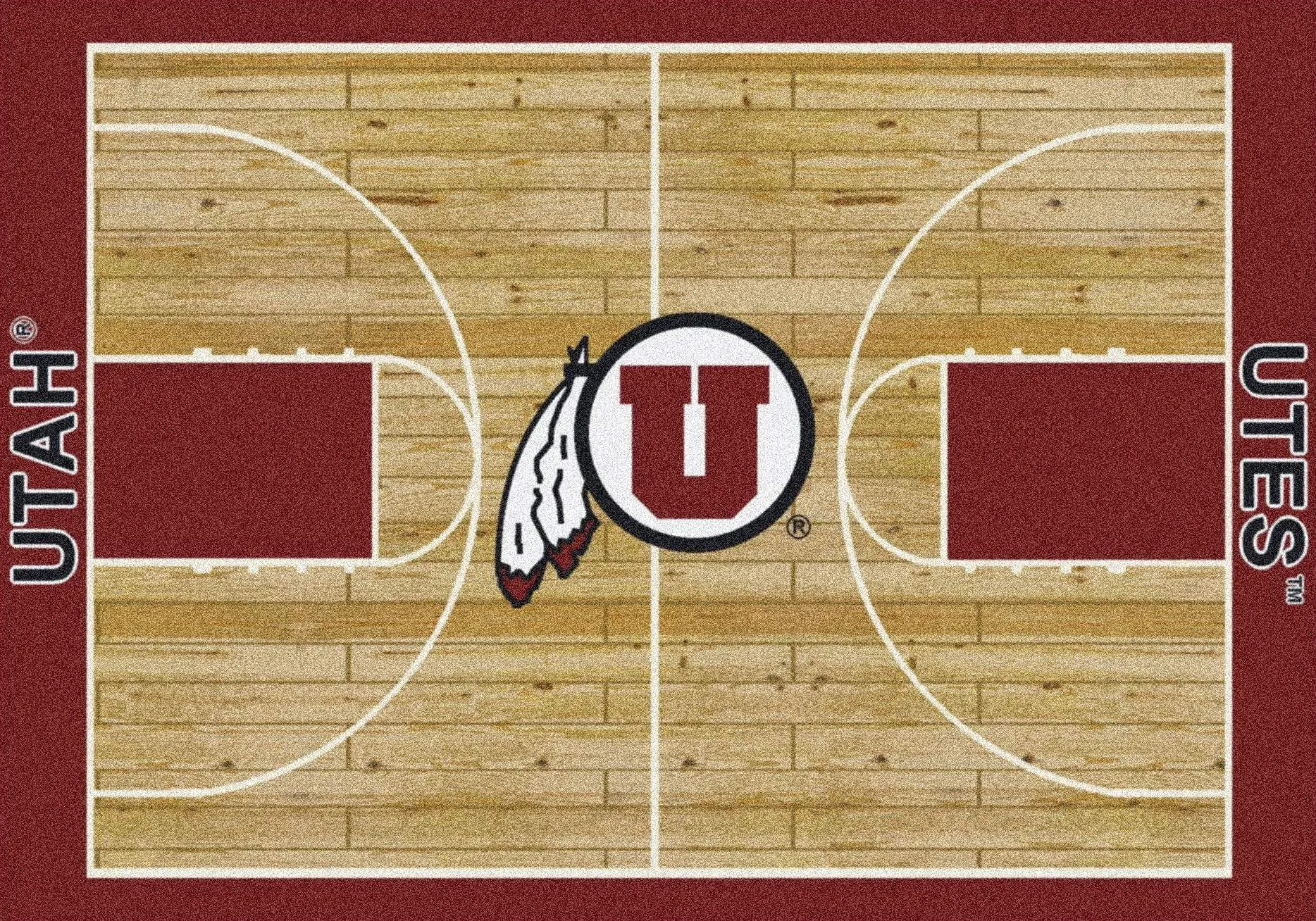 Utah Utes Milliken Basketball Home Court Novelty Area Rug