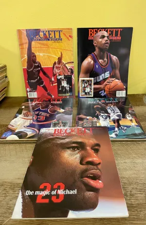 (V) BECKETT BASKETBALL CARD MONTHLY Magazine Vintage Lot/5 1993 Shaq Barkley Ewing Mourning Jordan