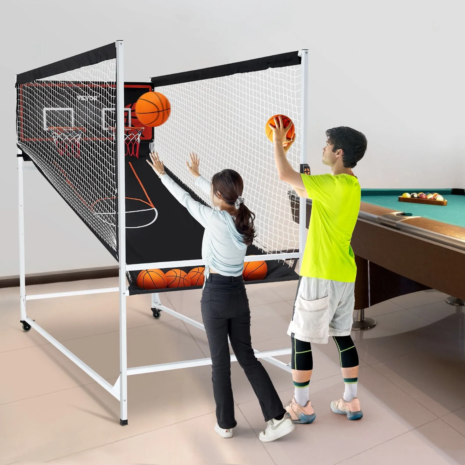 Vevor Arcade Basketball Game 7.5' Indoor 2-Player Dual Shot with 8 Game Modes and Electronic Scoreboard New