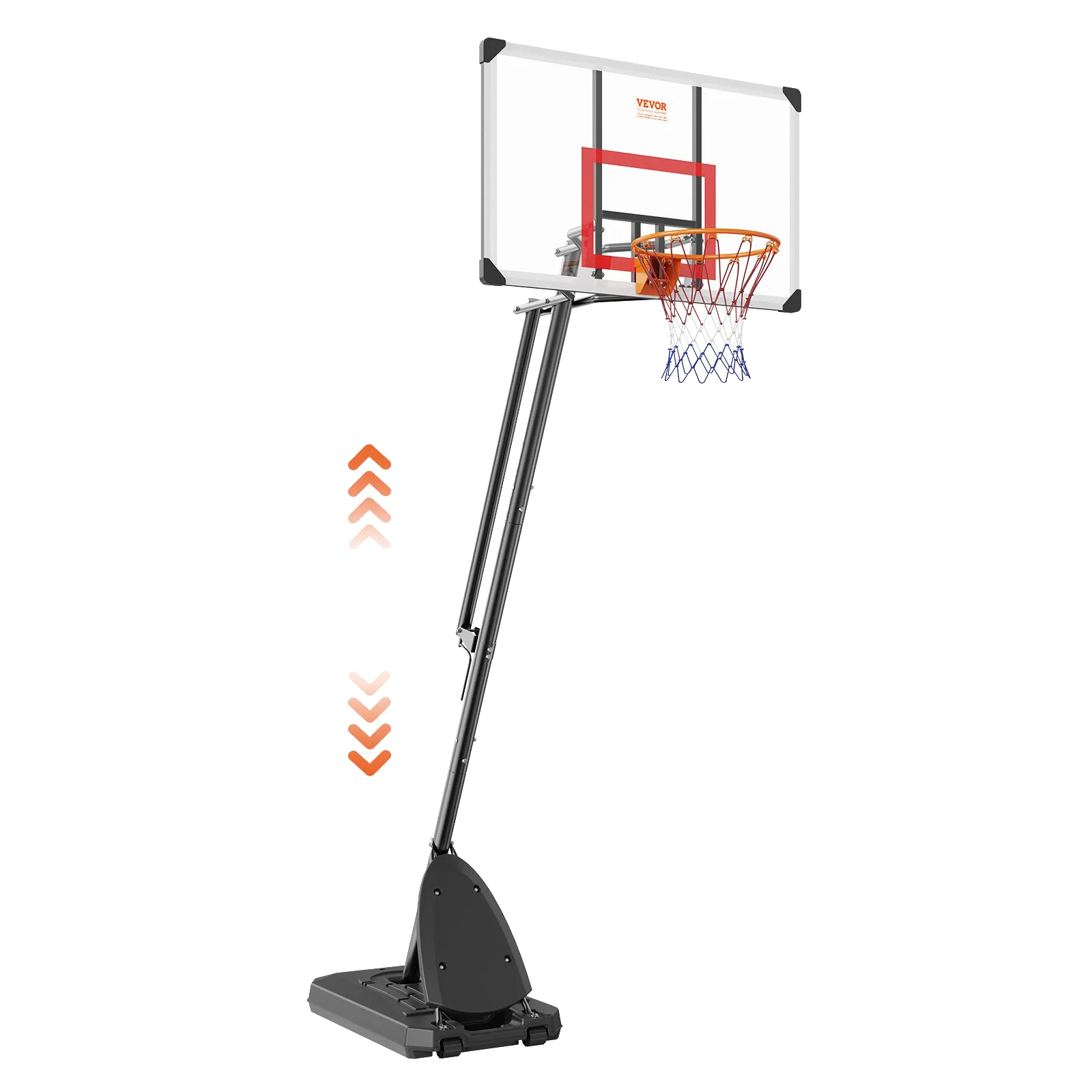 Vevor Basketball Hoop 7.6' to 10' Adjustable Height 50" Backboard with Stand Wheels and Fillable Base New