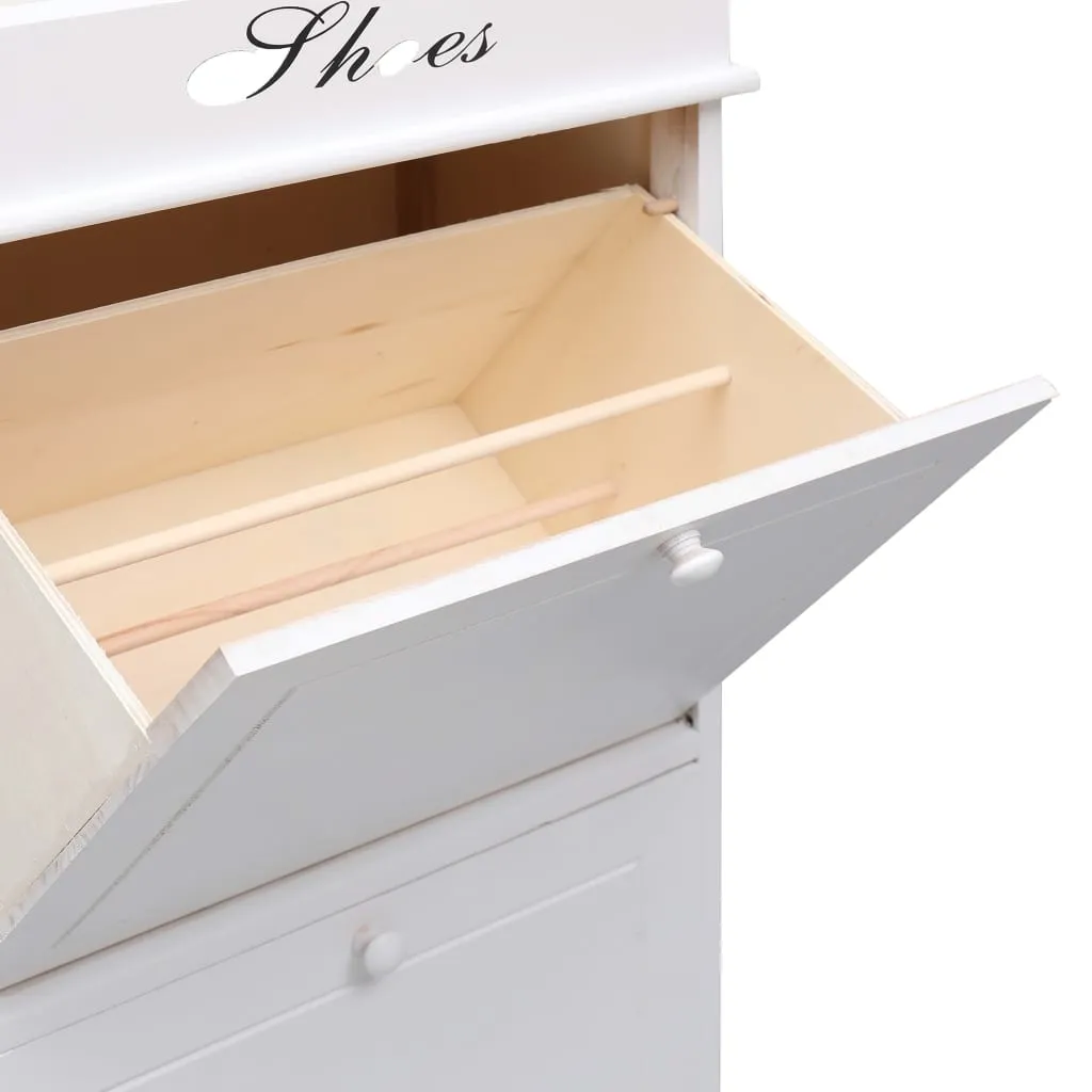 vidaXL Shoe Cabinet White 50x28x98 cm Paulownia Wood