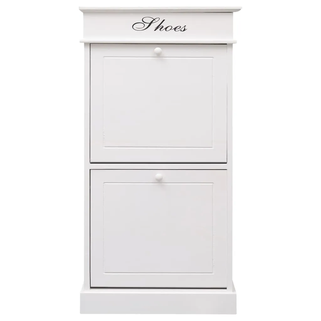 vidaXL Shoe Cabinet White 50x28x98 cm Paulownia Wood