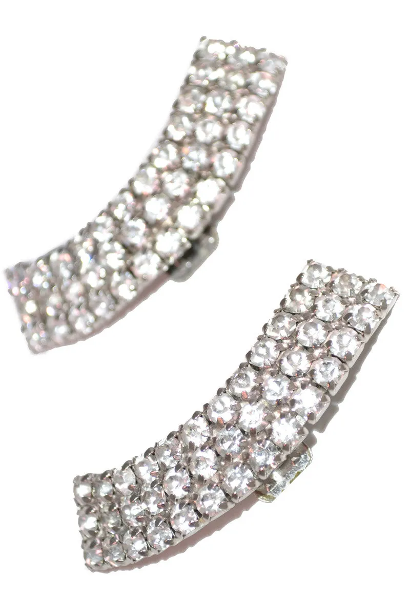 Vintage Rhinestone Arched Black Tie or Bridal Shoe Clips