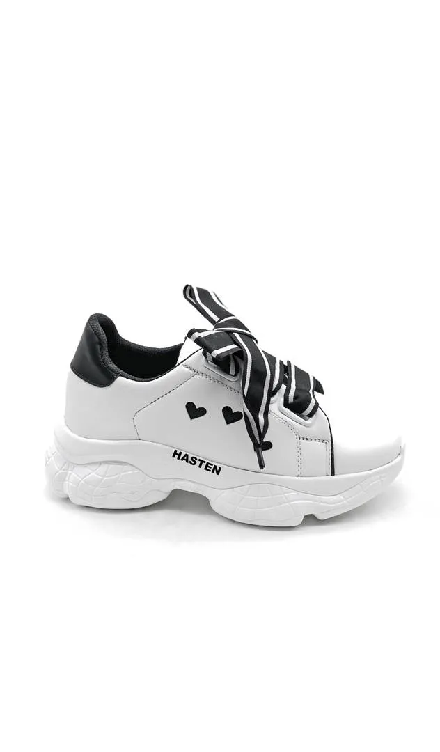 White Synthetic Leather Sneakers