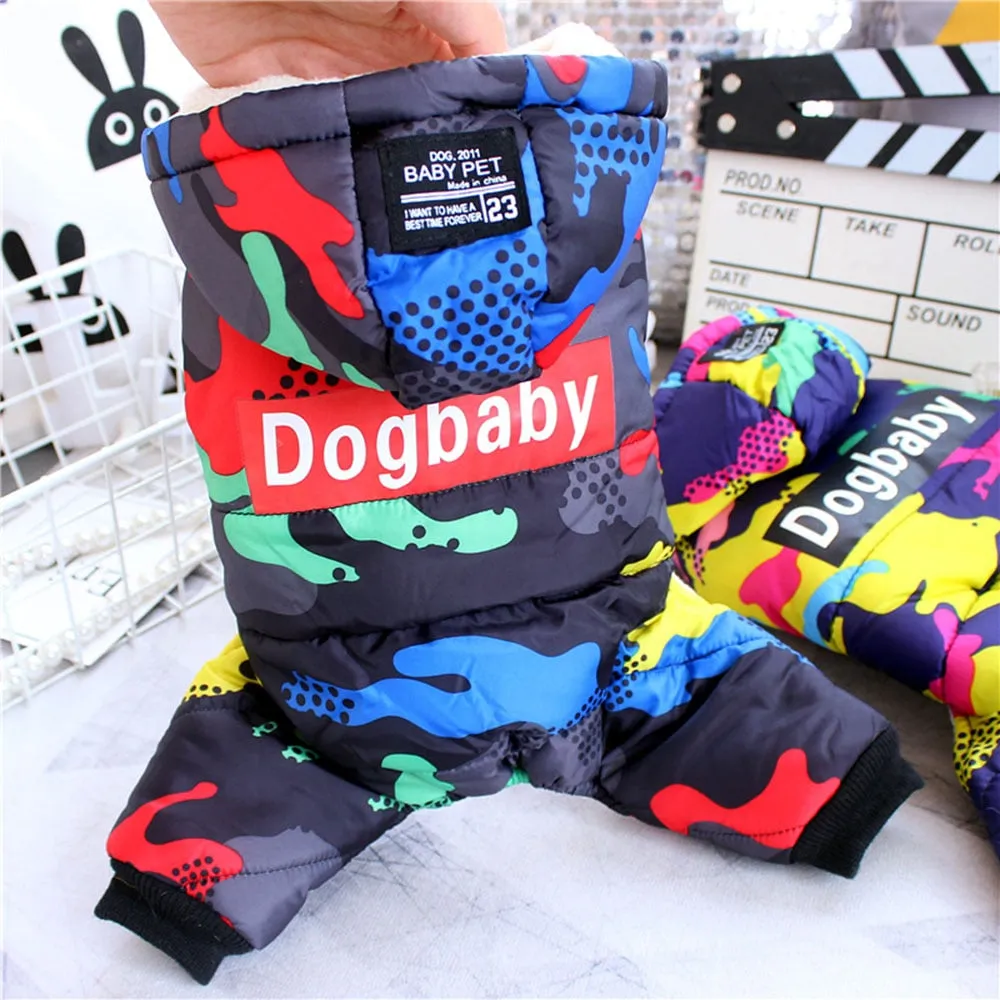 Winter Pet Puppy Dog Clothes Fashion Camo Printed Small Dog Coat