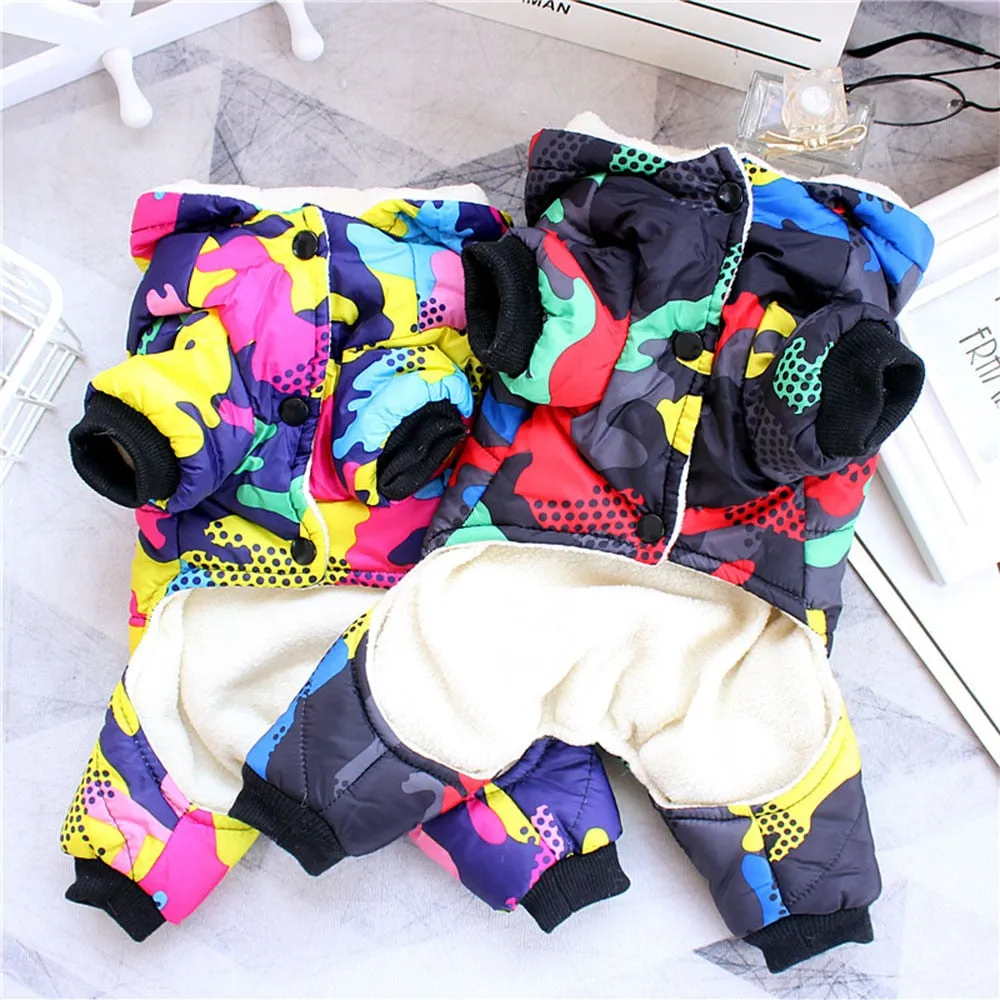 Winter Pet Puppy Dog Clothes Fashion Camo Printed Small Dog Coat