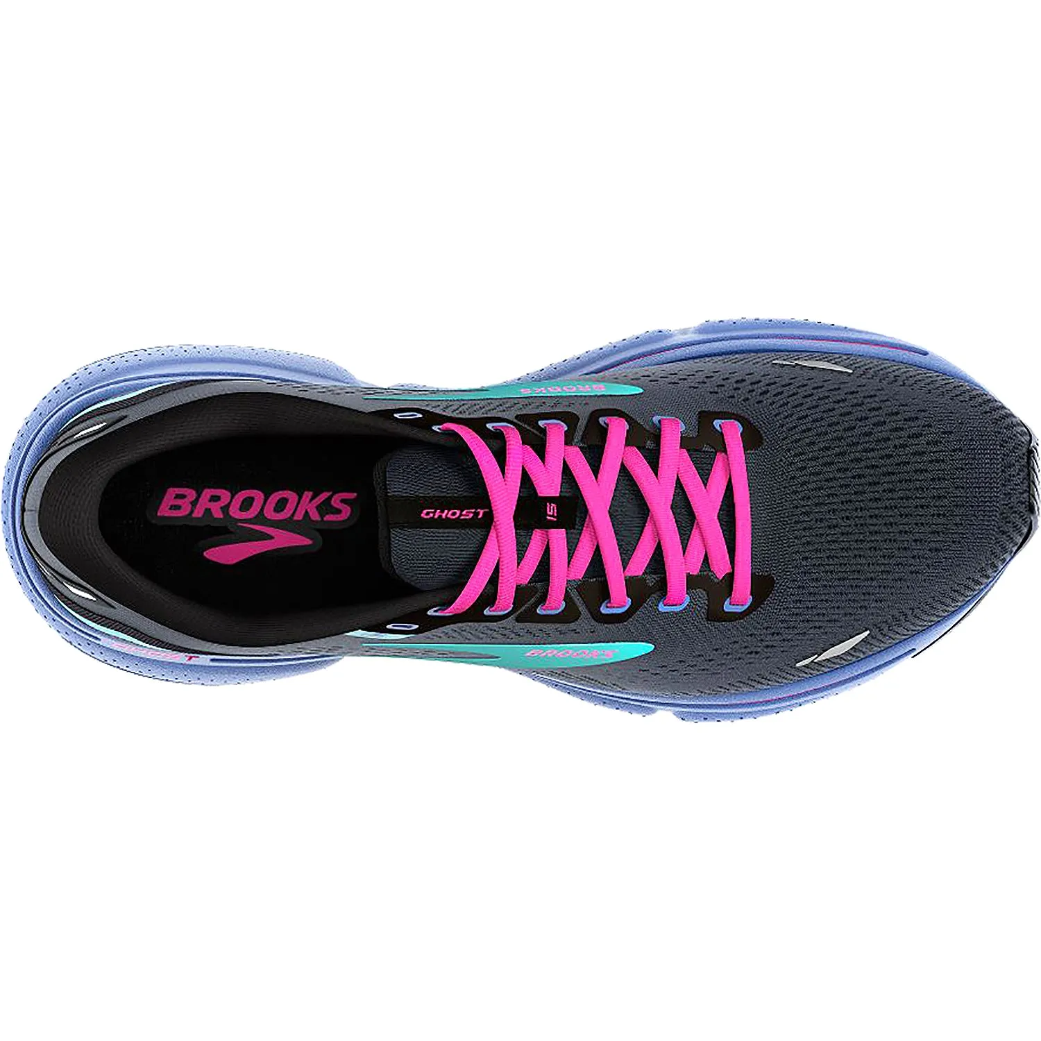 Women's Brooks Ghost 15 Black/Blue/Aruba Mesh