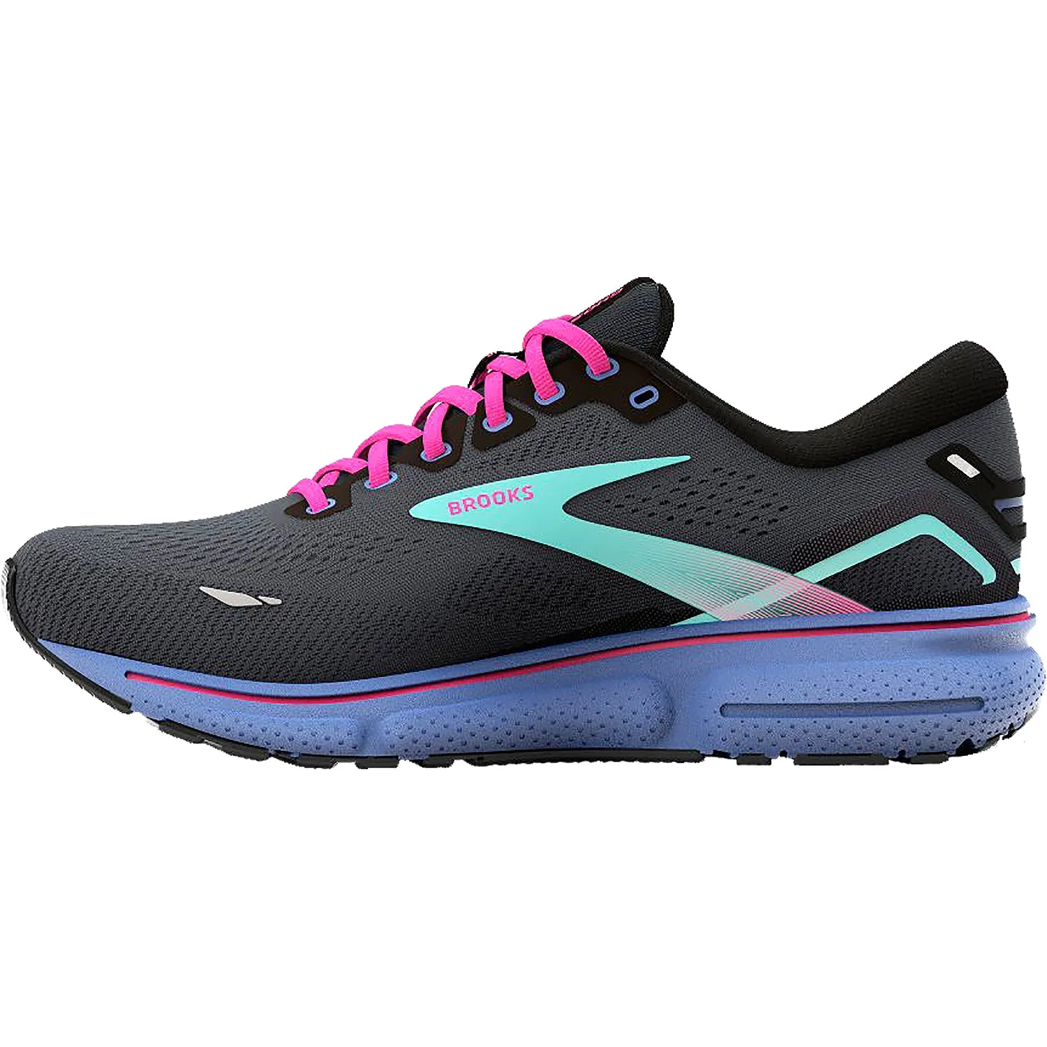 Women's Brooks Ghost 15 Black/Blue/Aruba Mesh