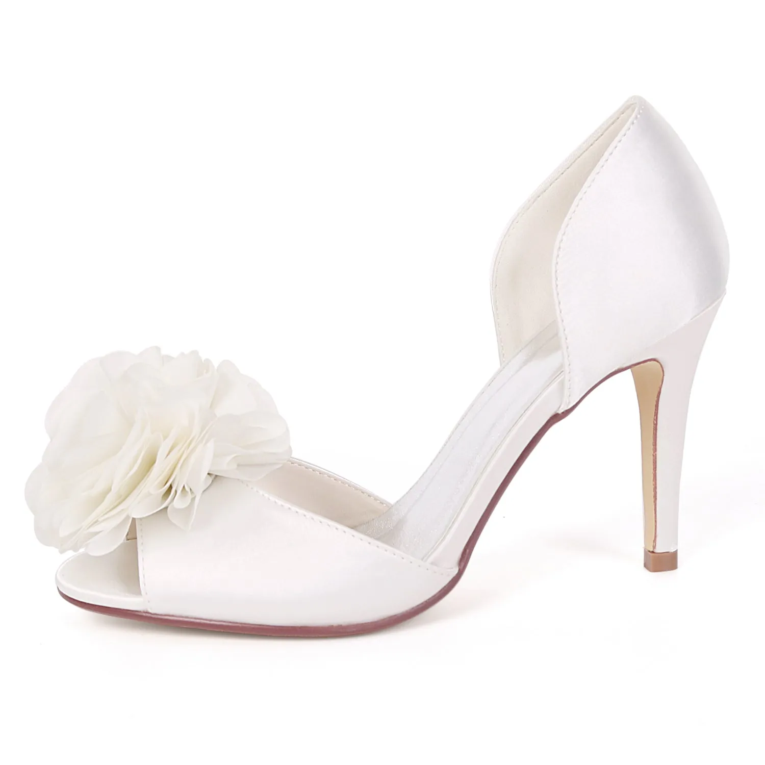 Women's Satin Stiletto Heel Peep Toe With Flower Wedding Shoes Bridal Shoes