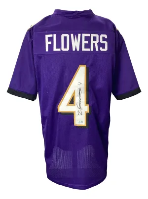 Zay Flowers Baltimore Signed Purple Football Jersey BAS